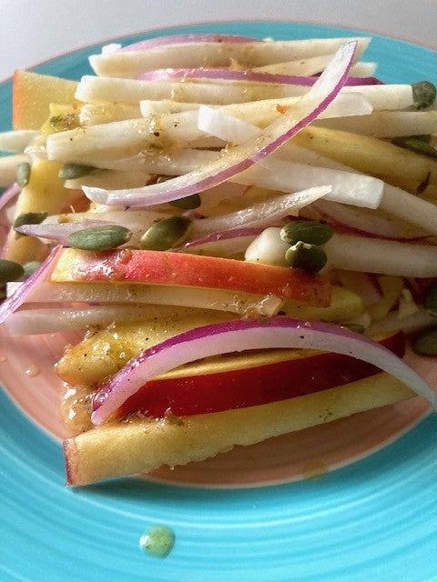 Kohlrabi and Apple Salad with Jerk Sauce Vinaigrette
